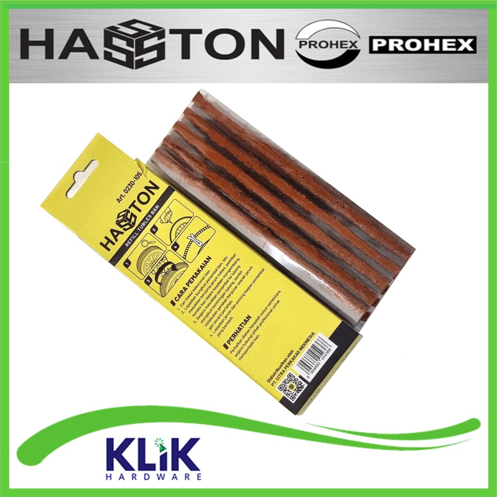 Hasston Prohex Refill Karet Cacing Tambal Ban Tubles Per Lembar Isi 5 Stik