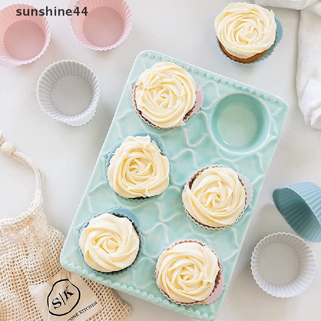 Sunshine 5Pcs / Set Cetakan Muffin Bahan Silikon Dapat Dipakai Ulang