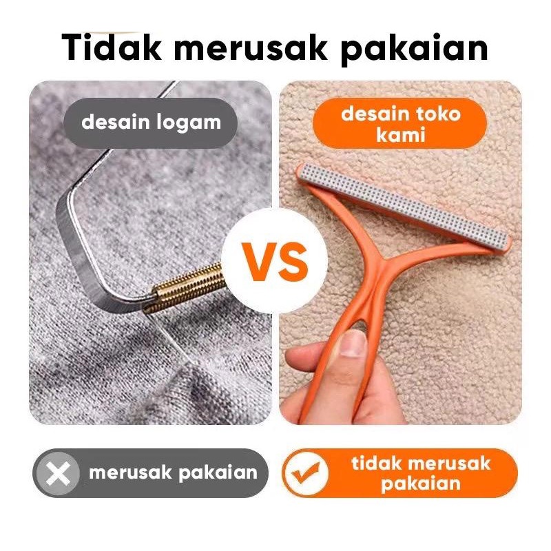 Alat Pembersih Serat Bulu Kain Pakaian D25 Sikat Pembersih Bulu Hewan Pet Hair Remover 2in1