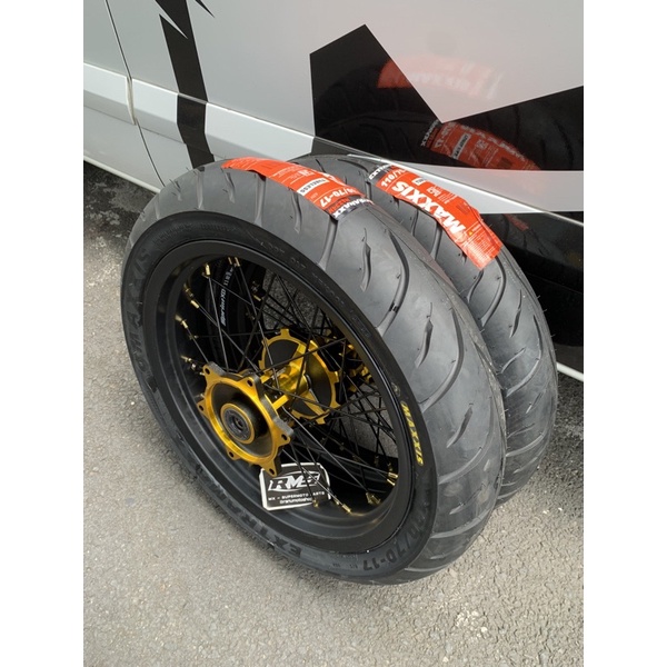 Wheelset supermoto CRF KLX WR  tromol tld xbreak scarlet & velg rossi