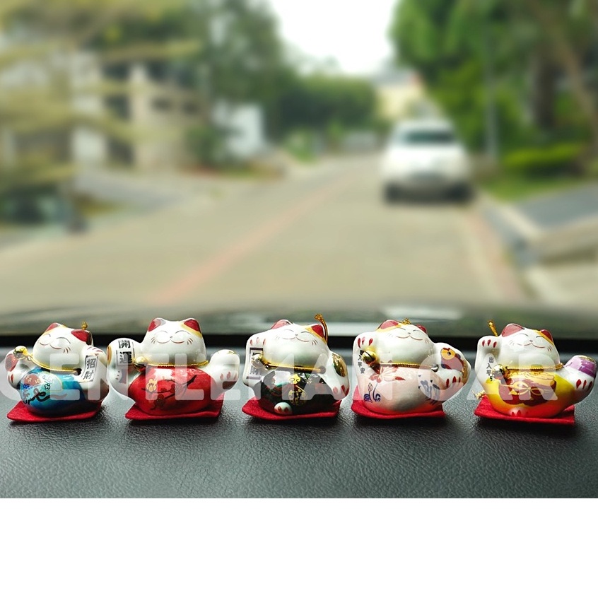 Pajangan Dashboard 5 in 1 Lucky Cat Kucing Hoki Maneki Necko Hiasan Mobil