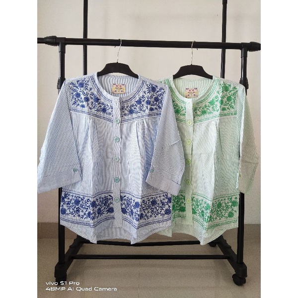 Atasan blouse salur BORDIR BUNGA Premium byBWI188