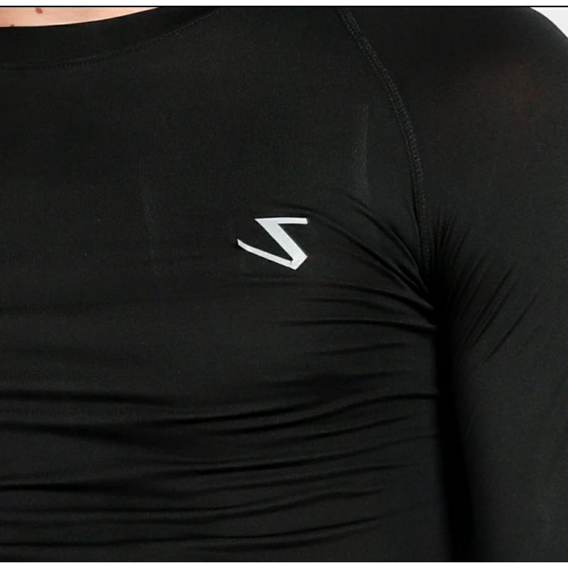 Atasan Olahraga Pria Baselayer Long Sleeve BIG Size XXXXL Manset Atlet Renang GYM Fitness Super JUMBO Hitam