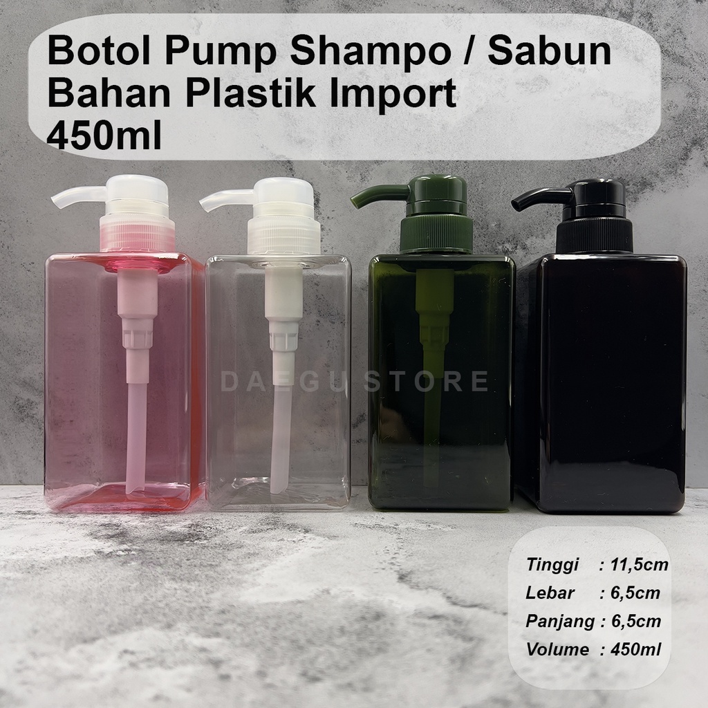 Botol 450ml Pump Sabun Cair Lotion / Shampo Bahan Plastik Impor Refill