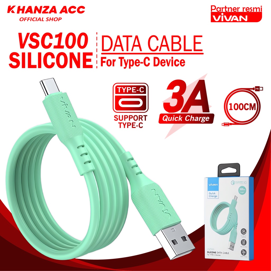 KHANZAACC VIVAN VSC100 Kabel Data Type C 3.0A Quick Charge