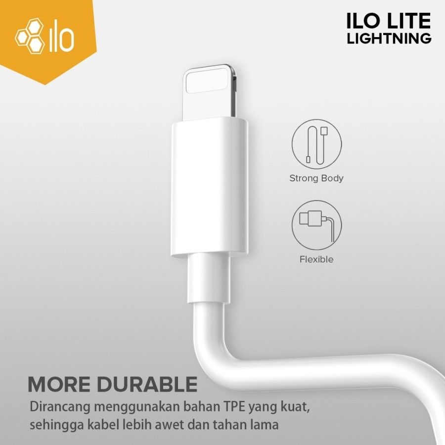 Hippo ILo Lite Kabel Data &amp; Charger Lightning 100CM Quick Charging 3.0