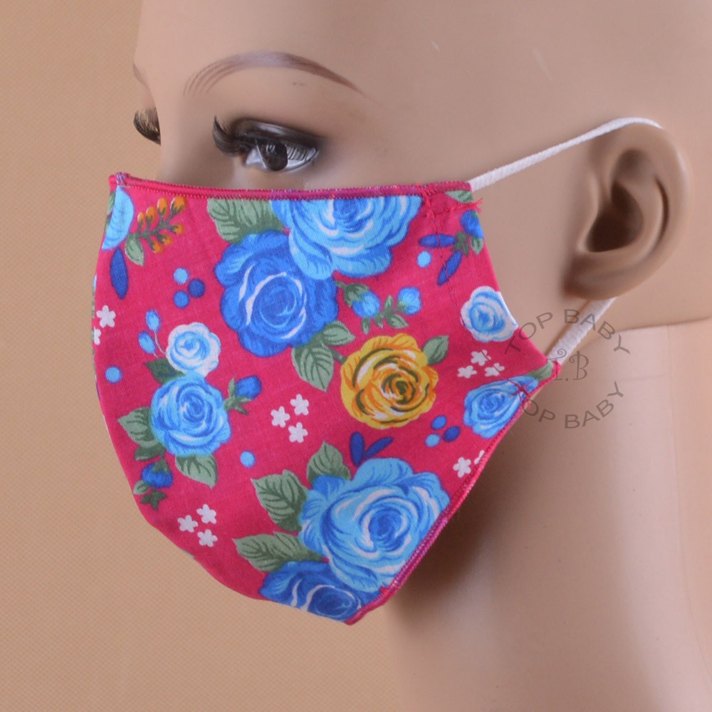 Masker Kain Motif Batik dan Bunga 3 Ply - 4368