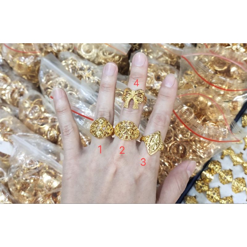 Fifi Fashion Cincin Ukir Xuping lebar Model Perhiasan Lapis Emas 18K C0028