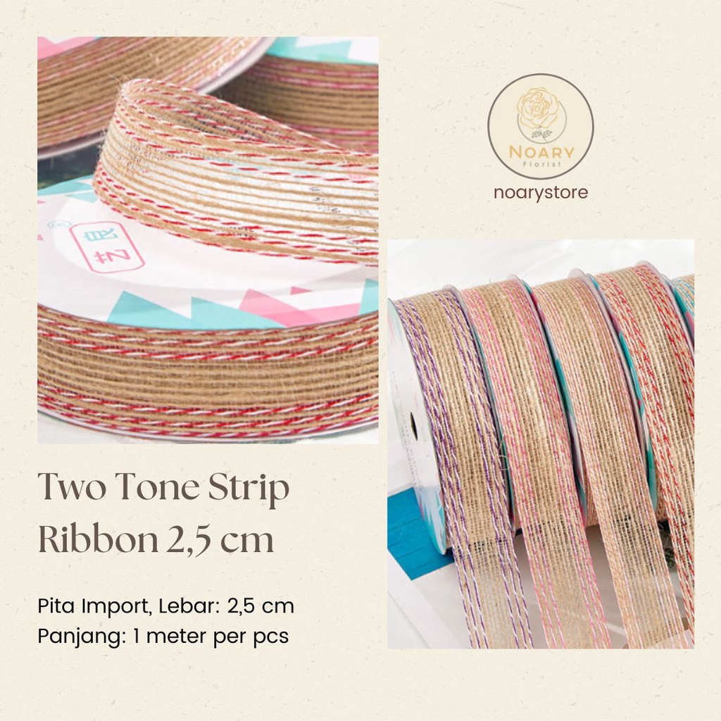 Two Tone Strip Ribbon 2.5 CM // Pita Satin / Ribbon / Pita Import / Pita Bunga / Pita Kado / Pita Chiffon / Pita Termurah / Flower Ribbon / Florist Ribbon / Pita / Pita Grosir / Pita Besar Kecil Medium / Satin / OPP / Pita Tarik / Florist supply