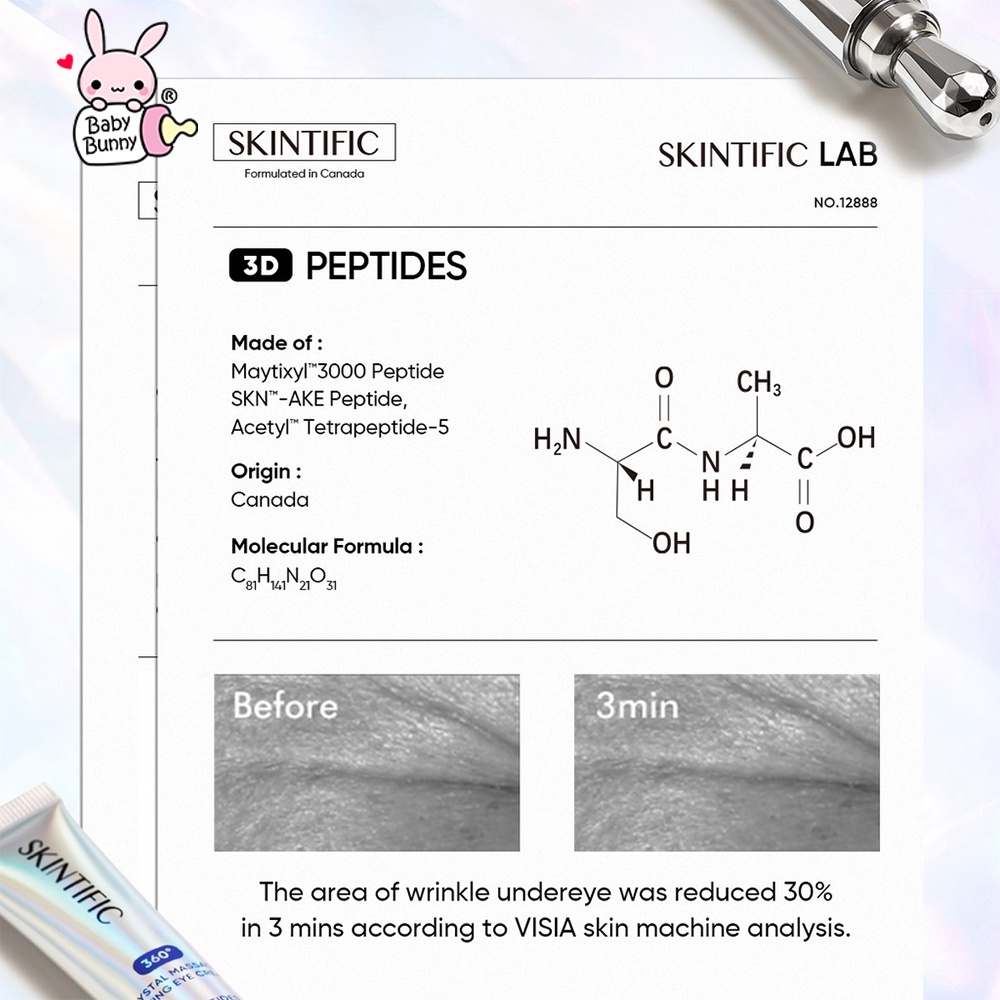 ❤ BELIA ❤ SKINTIFIC 360 Crystal Massager Lifting Eye Cream Krim Mata | BPOM