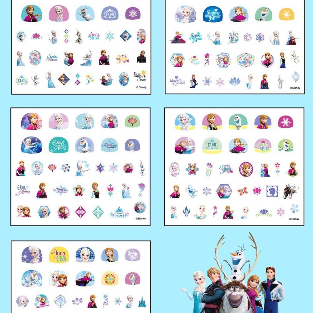 NEEDWAY Anak Stiker Kuku Gadis Hadiah Lucu Kartun Mainan Sofia Frozen Elsa Anna Nail Art Dekorasi