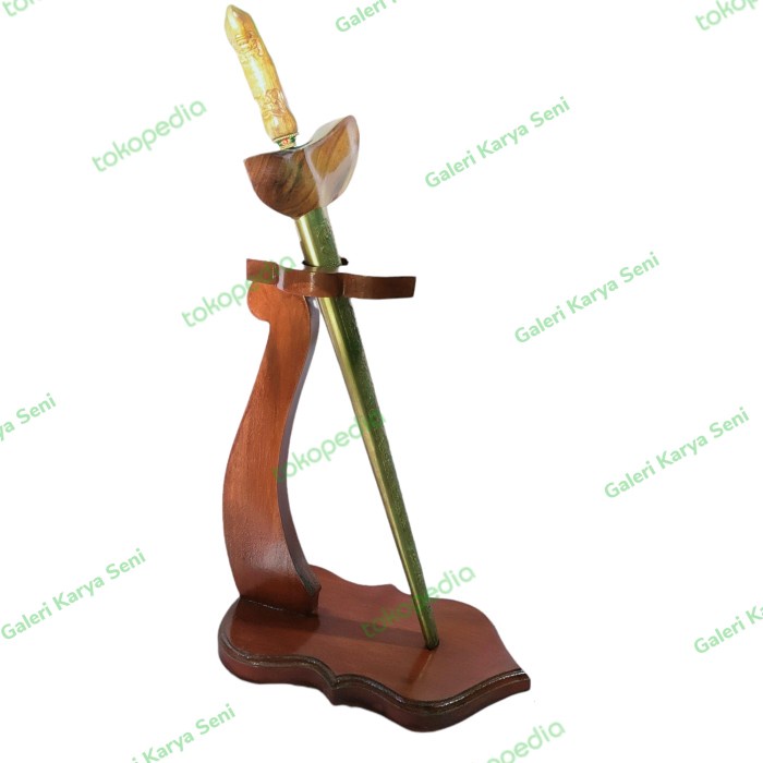 Jual Stand Jagrak Keris Isi Model Minimalis Kayu Jati Plitur Coklat