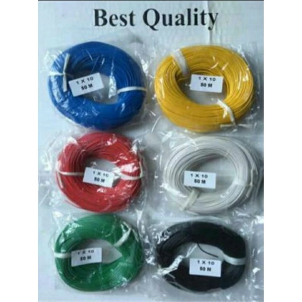 kabel 1x10 serabut tembaga 1rol panjang 50meter ada 6warna pilihan