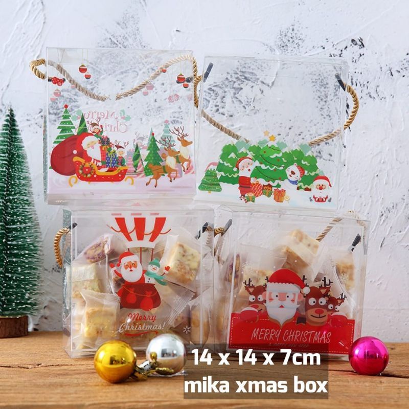 

Christmas box Plastik Mika tebal kotak kado natal tenteng serbaguna