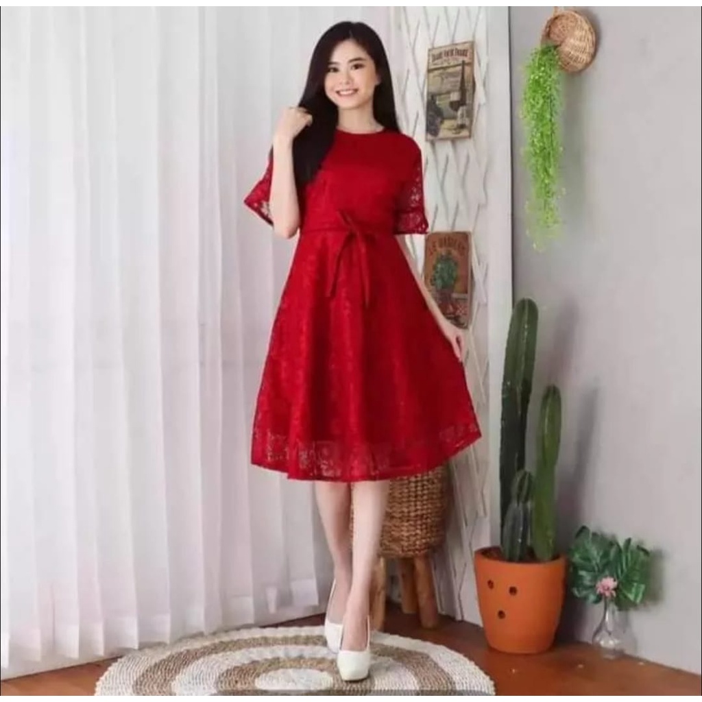 DRESS NATAL NAURA BROKAT KEKINIAN KEBAYA MODERN KEBAYA NATAL BAJU TERUSAN WANITA TERBARU DRESS KEBAY