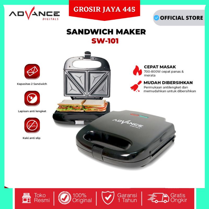 Advance Sandwich Maker SW-101 Mesin Pembuat Roti Lapis untuk Sarapan Garansi Resmi 1 tahun