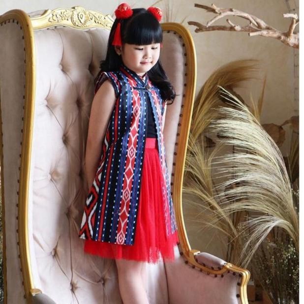 Benang Emas Dress Batik Anak Perempuan Etnic Outer