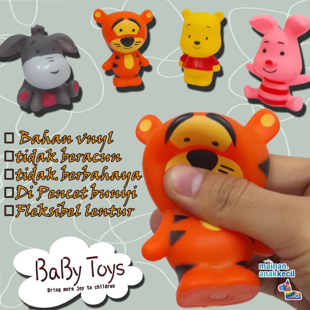 Mainan Anak Karet Vinyl Pencet Bunyi  / Mainan Mandi Bayi Edukasi  Winnie the pooh 4 in 1