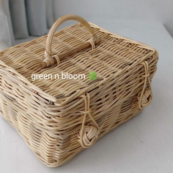 keranjang rotan koper persegi parcel hampers - Bentuk bulat