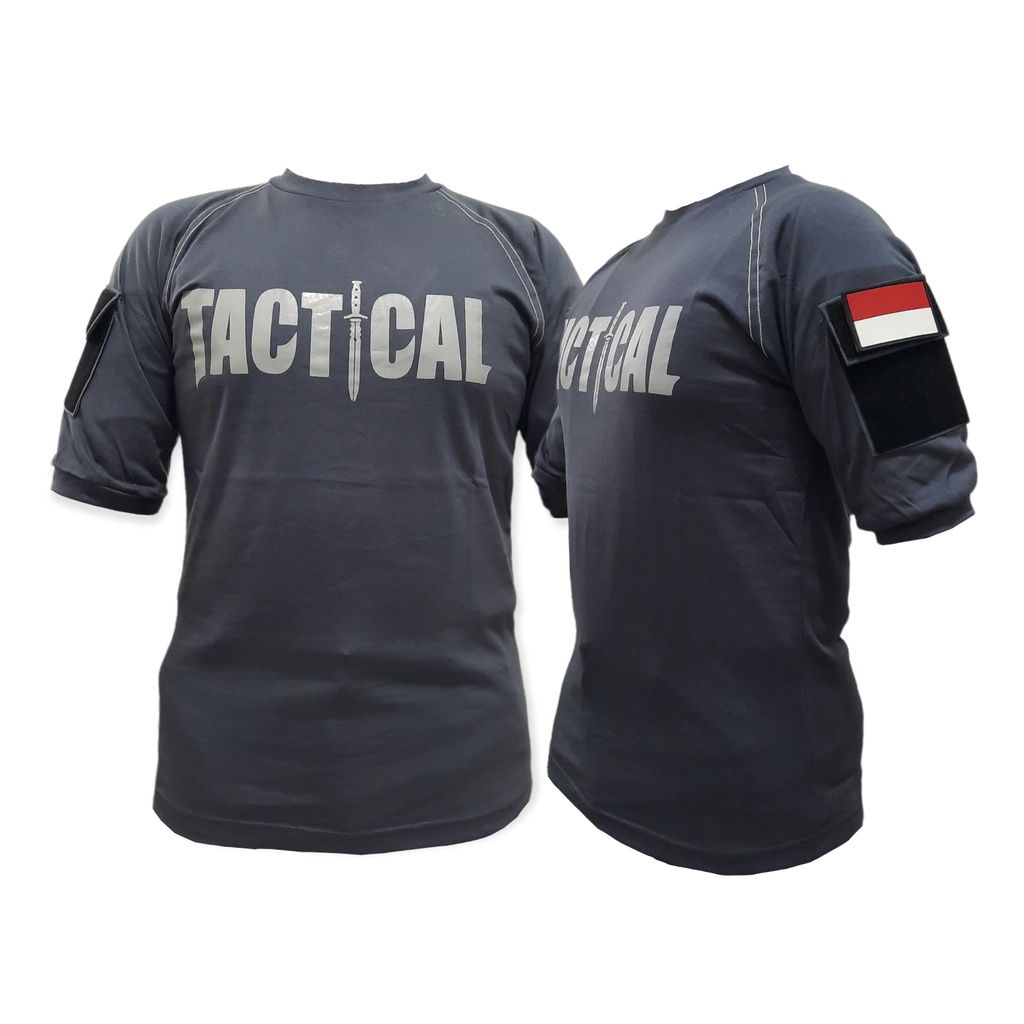 Kaos Tactical Pendek Hitam,Krem,Hijau,Abu,Krem Katun Combed