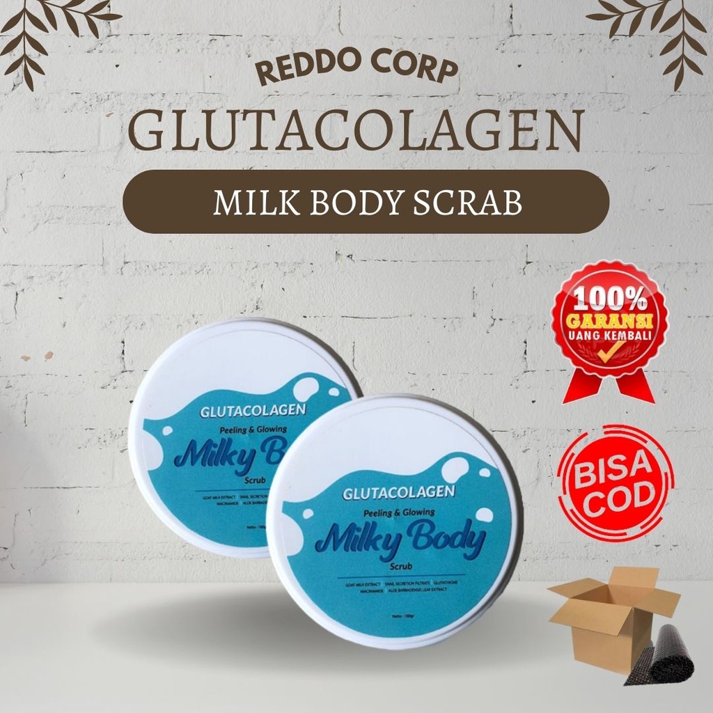GlutaCollagen Sabun Pemutih Badan Permanen Brightening Serum Milky Body Scrub Bpom 100gr