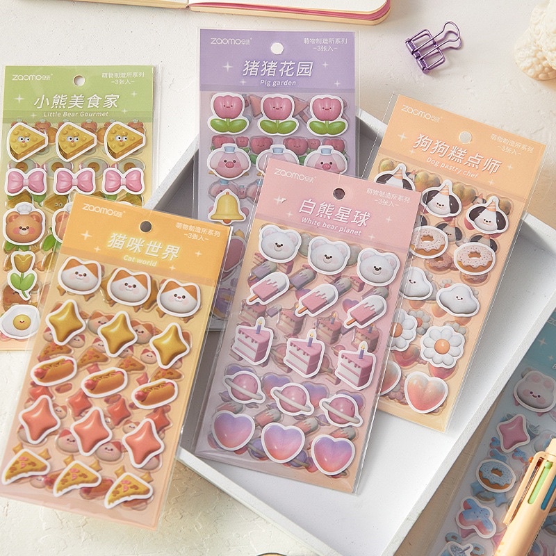 1 set stiker 3D motif lucu untuk journaling hiasan