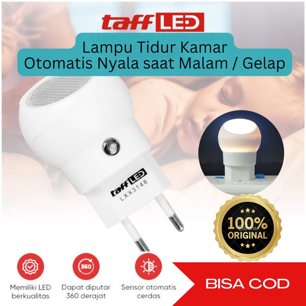TaffLED Lampu Tidur Kamar LED Aesthetic Sensor Otomatis  Nyala Sendiri Saat Lampu Mati atau Gelap yg