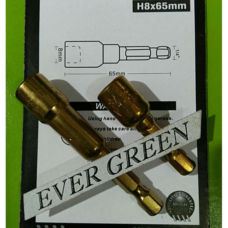 Kunci Roofing 8 mm Mollar - Kunci Baut Mur Baja Ringan - Rofing Magnetic Socket Bit/Hex Nut - Mata B