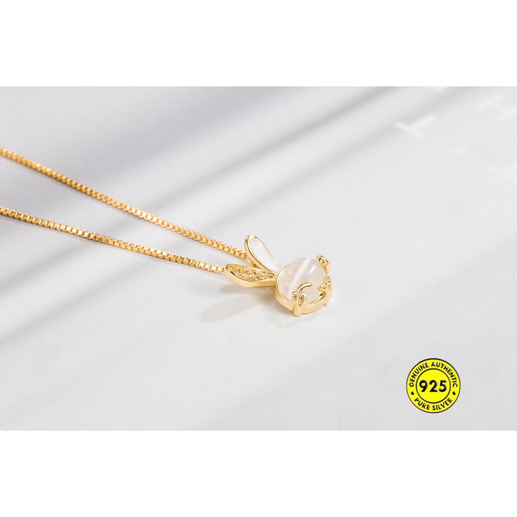 Kalung Rantai Lapis Emas 18K Dengan Liontin Kelinci Untuk Wanita U1399