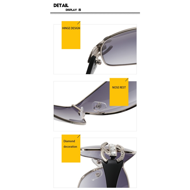 Kacamata Hitam Model One Piece Bingkai Besar Aksen Berlian Untuk Pria Dan Wanita