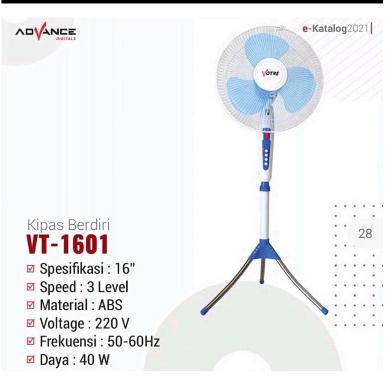 kipas angin berdiri 16 inc votre / kipas votre 1601