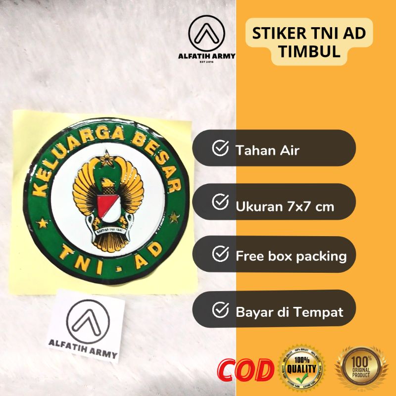 

Alfatih Army Stiker TNI AD bulat Timbul Embos 6x7 cm | Stiker Kaca
