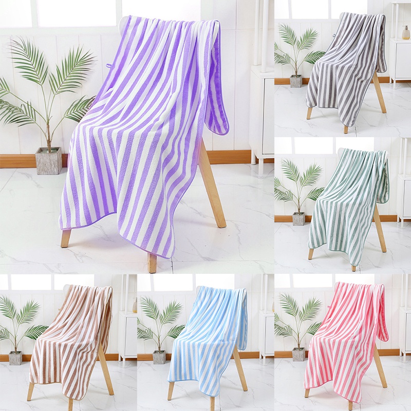 handuk dewasa tinggi lembut Handuk Mandi Dewasa Salur Microfiber Bulu Halus Super Serap Air 50x100cm (H42-B)