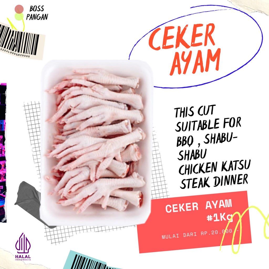 

Ceker Ayam Segar / Packing 1 Kg - Fresh Frozen