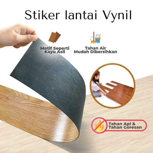 PAKET HEMAT 10 PCS Stiker Lantai Vinyl Wallpaper Dinding Parket Motif Kayu Premium Tebal 2Mm antai vinil stiker lantai kayu parket 91.5cm x 15,2cm / Sticker Vinyl Lantai PVC