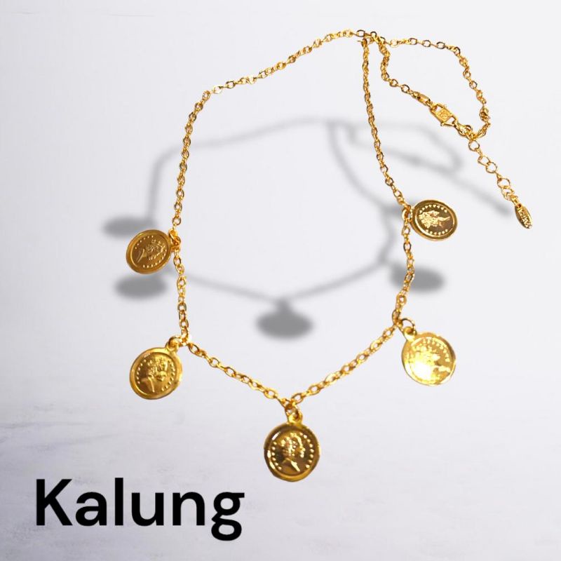 satu set perhiasan gelang kaki, gelang, kalung, perhiasan lapis emas