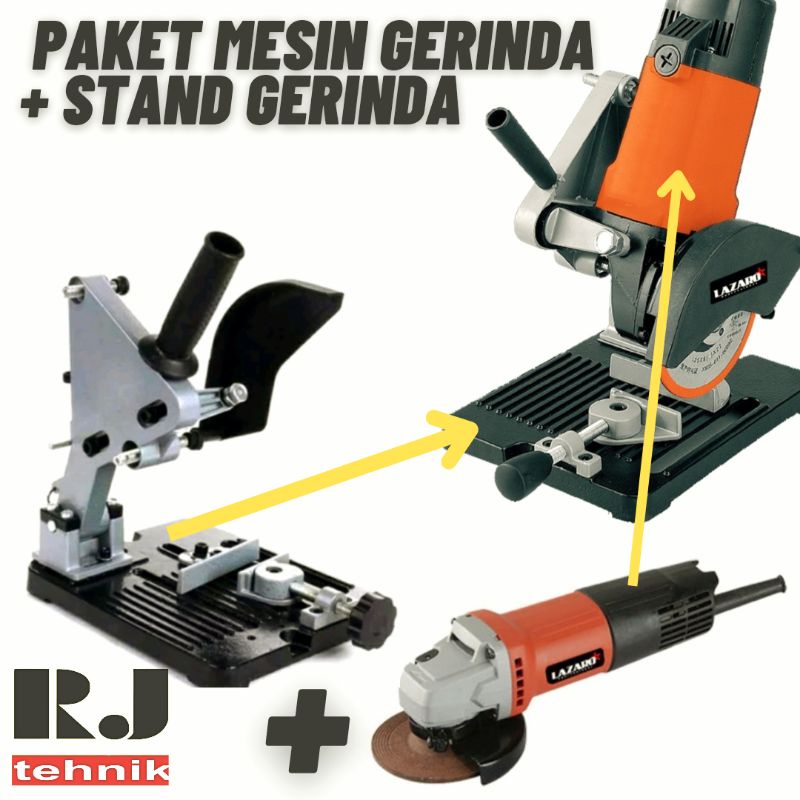 Paket Mesin Gergaji Potong Besi Gerinda Cut Off Mini Stand Gerinda + Mesin Gerinda Set