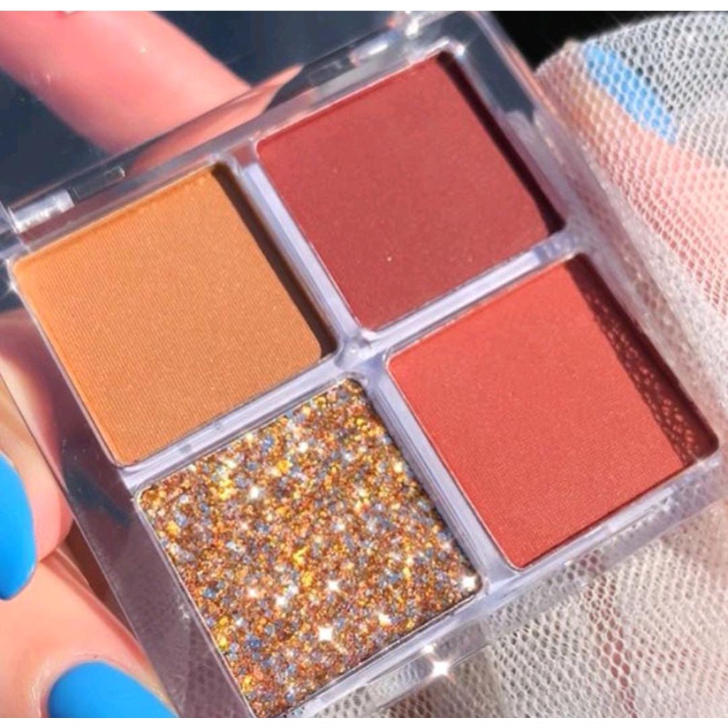 DIKALU  Korean Eyeshadow Palette 4 Colors Warna Pigmented Eyeshadow Glitter Eyeshadow Original