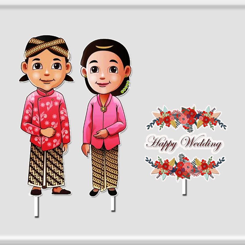 Cake Topper Happy wedding Hiasan Kue
