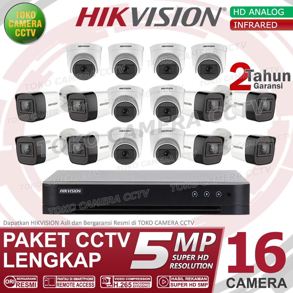 PAKET CCTV HIKVISION 5MP 16 CHANNEL 16CAMERA