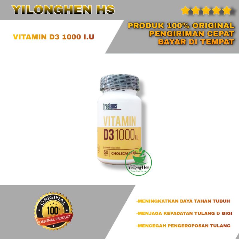 Treelains Vitamin D3 1000 IU Isi 60 Tablet Cholecalciferol