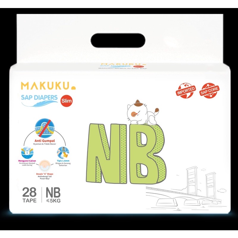 MAKUKU SAP DIAPERS TAPE NB28/S38/M32 Popok bayi