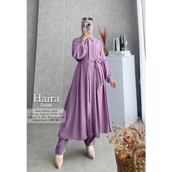 Humaira99 tunik set Haira Gamis syari tunik jumbo set long tunik+celana pants original set Haira