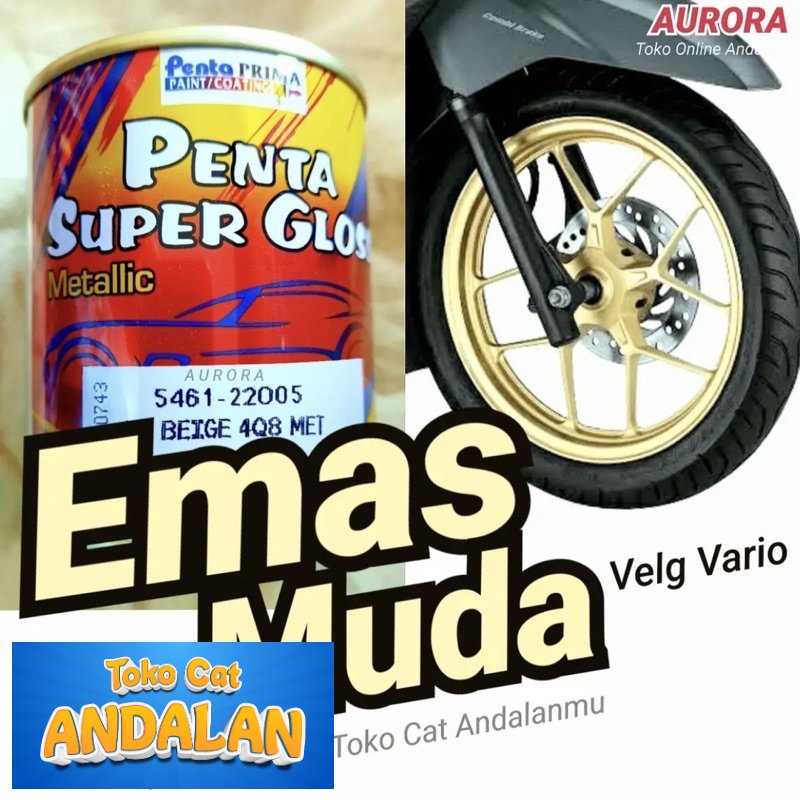 Toko Andalan - Cat Penta Super Gloss Beige 4Q8 Met 200ml Emas Muda / Coklat Muda Cokelat pucat Metal