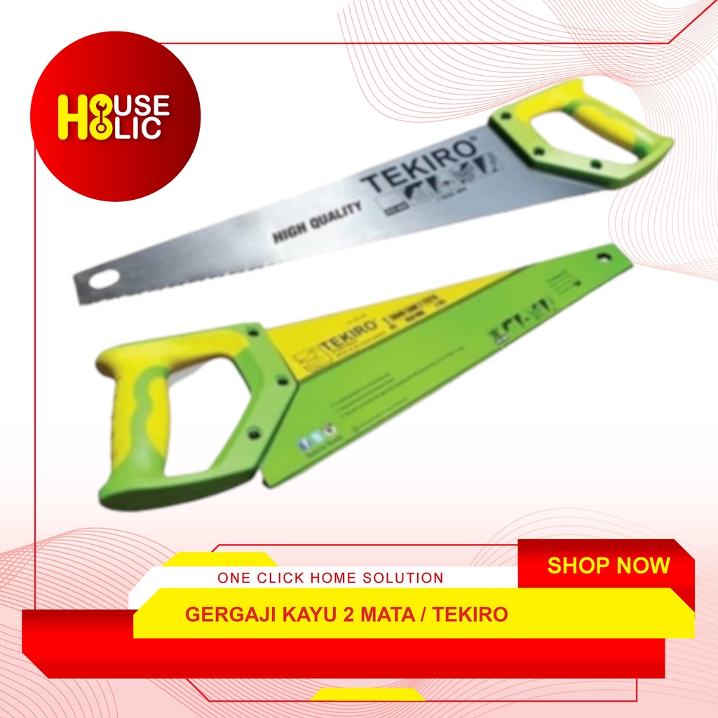 TEKIRO Gergaji Kayu Gagang GG TPR 18&quot; Inch 2 Mata / Gergaji Tangan