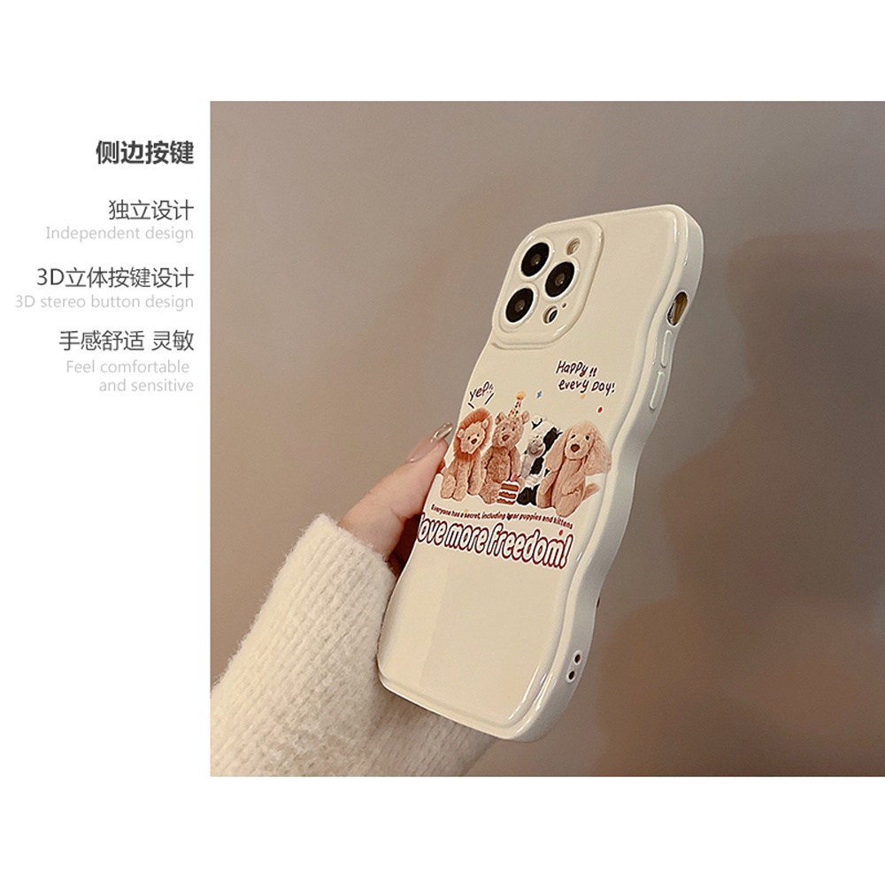 Soft Case Silikon Motif Kartun Beruang / Anjing Lucu Dengan Rantai Untuk Iphone 14 11 12 13 PRO MAX