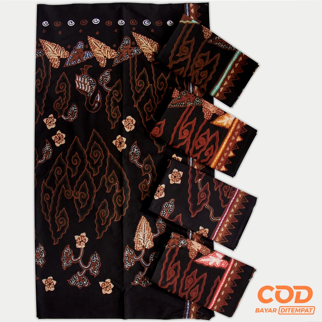 BATIK SALMA Kain Batik Tulis Asli Motif Mega Mendung Warna Hitam Sogan Khas Trusmi Cirebon Panjang 2