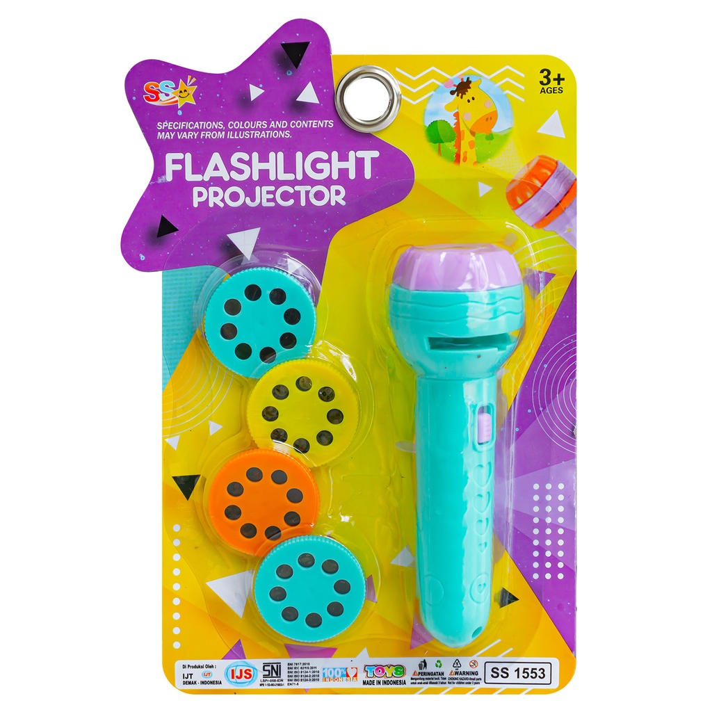 Mainan senter night flashlight projector gambar karakter animal, kendaraan, huruf flashlight projector murah