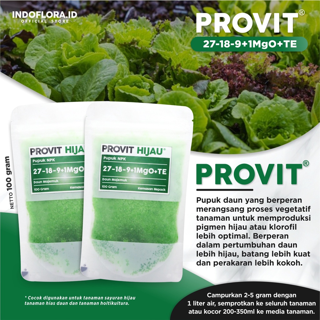 Jual Pupuk Tanaman Sayuran Tanaman Hias Daun Provit Hijau 100 Gram ...