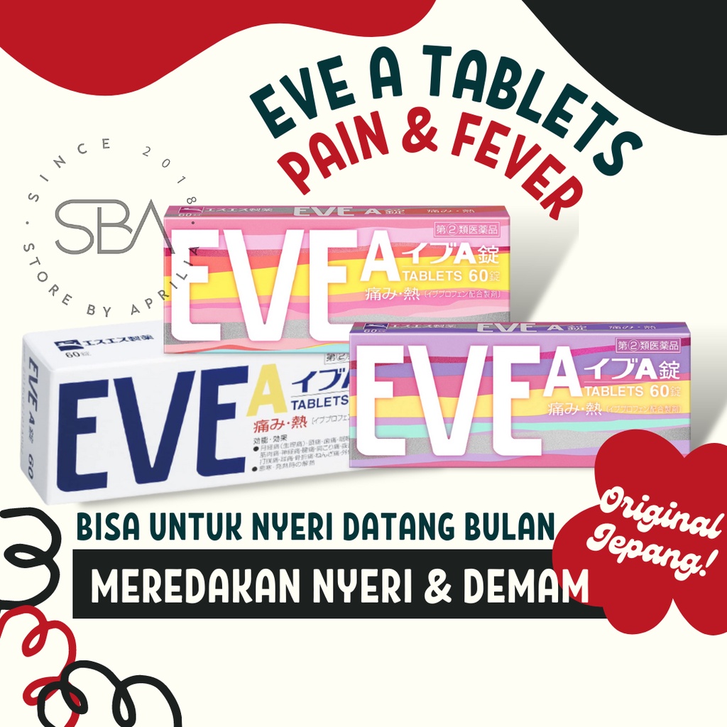 Jual EVE A Pain & Fever (24 & 60 Tablets) Original Jepang, Obat Demam